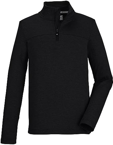 killtec Jungen Funktionsshirt mit Stehkragen und Reißverschluss KSW 185 BYS LS SHRT, schwarz, 140, 40868-000