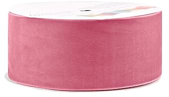 Creativery Samtband 50mm x 5m Rolle - Farbauswahl in 3/6/10/25/50mm - farbecht & waschbar - Schleifenband zum Nähen - Geschenkband zum Verpacken Dekorieren Basteln - Altrosa 158