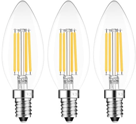 Sokkldccd E14 Dimmable Candle Bulb, SES Small Screw Light Bulbs, 4W Led Filament Bulb, 40W Equivalent, Warm White 2700K, Pack of 3