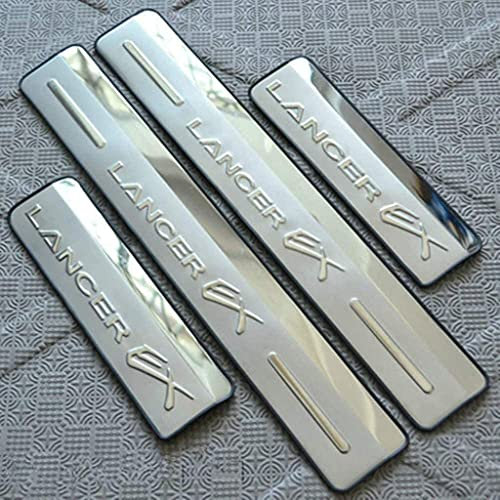 ZABEES 4 Stück Edelstahl Einstiegsleisten Schutz für Mitsubishi Lancer Lancer X Lancer Evo 2008-2013, Auto Türschweller Abdeckung Beschützer Kratzfest Türeinstiegsschutz Aufkleber Auto Zubehör