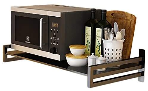 scaffale microonde Staffe parete microonde Ripiani cucina in acciaio inossidabile Supporto mensola a parete con 5 ganci 1 strato Supporto forno sospeso Ripiani cubici