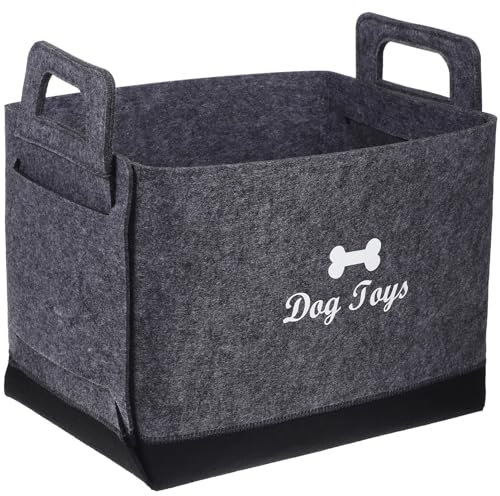 ABOOFAN Dog Toy Box Storage Baskets Foldable Fabric Organizer Boxes with Handle Storage Basket for Organizing Dog Toys, Clothes and Accessories