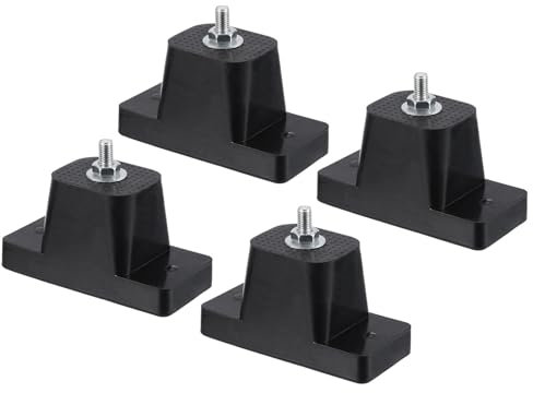PATIKIL 4.45x2.01x2.36in Mounting Rubber Pads Bracket, 4Pcs Anti-Vibration Mini Split Stand Brackets for Outdoor Air Conditioner Condenser HVAC Shock Absorber Accessories, Black