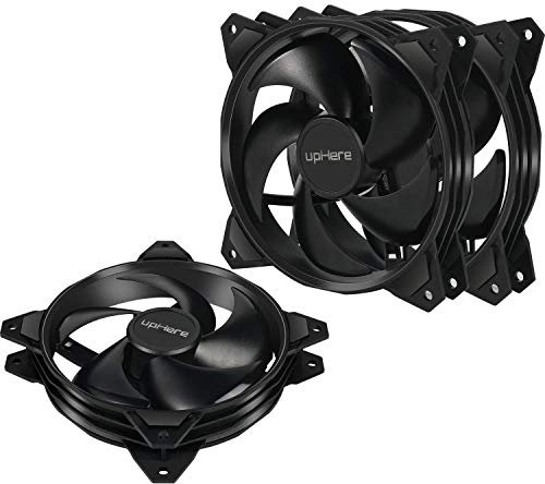 upHere gaming ventilador pc 120mm, ventiladores pc,ventilador pc silencioso,3 Pack,Negro(PF120BK3-3)
