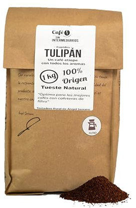 CAFE SIN INTERMEDIARIOS - Tulipan - Caffè d'Etiopia per macchine a filtro o americane 1Kg - Tostatura settimanale - Confezionato e macinato alla spedizione - Intensità di sapore elevata