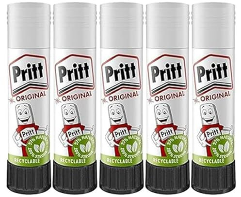 St@llion 11g Pritt Glue Stick Original Glue- Strong Hold | Child-Friendly, Non-Toxic Adhesive for Home, Arts & Crafts Activities, School & Office Supplies (Pack of 5)