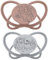 nip - Butterfly | 16-32 Monate | Stillfreundlicher, luftdurchlässiger Babyschnuller für Babys. Nachhaltiger Schnuller mit weichem Silikonsauger, inkl. Schnullerbox | 2 St., Braun/Grau