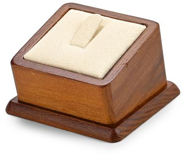 Oirlv Massivholz Einzel Schmuck Ring Display Stand Quadratischer Ringständer Schmuck Display(Cremeweiß)