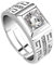 Koawensa 1 x eleganter Diamantring für Herren, Kristall, offener Ring, Hochzeitsschmuck für Männer und Jungen, verstellbar, Kristall