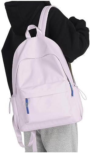 Zaino per studenti zaino tinta unita per uomini e donne leggero e bello zaino da donna zaino per laptop in pelle, Viola, Taglia unica