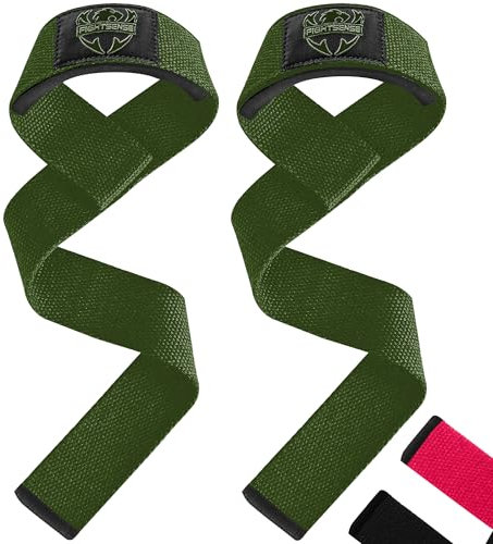 FIGHTSENSE Straps Palestra-Cinghie di sollevamento per il sollevamento pesi,cinghie da polso da palestra per uomini donne,cinghie di sollevamento pesi in neoprene imbottite in cotone (Verde militare)