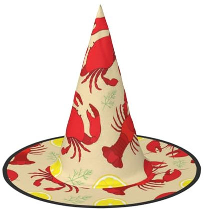 WSHFFILO Hummer und Krabbe, bedruckter Halloween-Hut, faltbar, spitzer Hut, Party-Dekoration, Hut