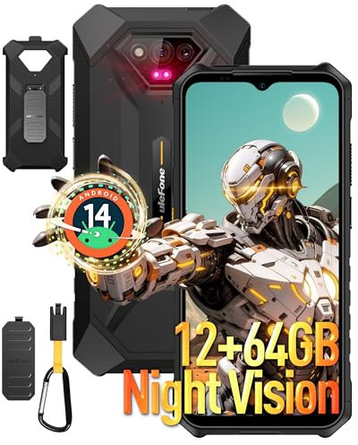Ulefone Armor X13 Android 14 Rugged Smartphone, 12GB RAM 64GB ROM, 6320mAh, 6.52 inch Tough Screen, 50MP Waterproof Camera, 3-Card Slot 4G Dual SIM, NFC, Fingerprint Face ID, UK, Black
