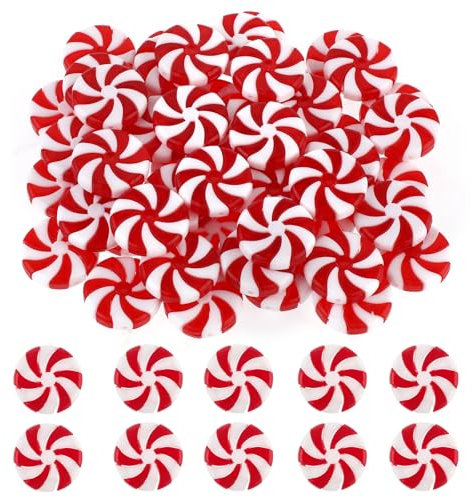 Lusofie 100Pcs Candy Cane Christmas Decorations Hanging Peppermint Christmas Decorations Fake Candy Ornaments for Christmas Tree Home Christmas Party Decoration(Red& White)