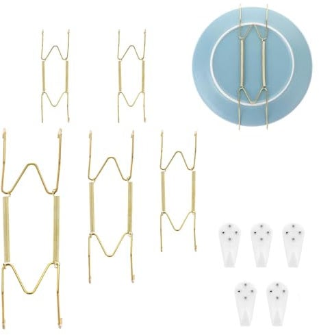 ZQuintuplian 5 Pcs Plate Hangers for Walls, Wall Plate Hangers, for Plate Collectors and Storage Enthusiasts, Exquisite and Multifunctional Wall Mounted Plate Racks for Kitchen
