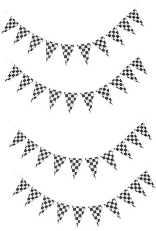 ibasenice 4 Sätze Karierte Flaggendekoration Hochzeitsdekoration Schwarze Deko Hochzeits Deko Fahnen Deko Tisch Blumengirlande Girlanden Autodeko Blumenkranz Dekoratives Banner Ammer Papier