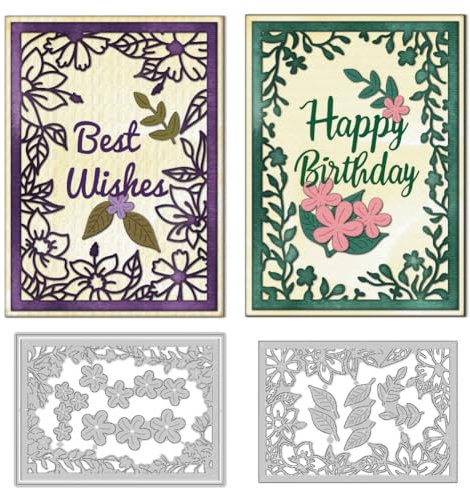 DELORIGIN Stanzformen Mit Blumen Und Blätterrahmen Kartenherstellung Stanzränder Schablone Metallstanzungen Scrapbooking Stanzschablonen Neuheiten 2025 FürKarten Bastelalben Einladungen