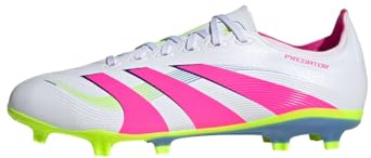 Adidas Predator League Firm Multi Ground Football Boots, Scarpe da Calcio Unisex Adulto, Cloud White Lucid Pink Lucid Lemon, 42 2/3 EU