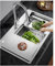 Fregadero De Cocina De Acero Inoxidable Plateado, Con Escurridor, Tubo De Drenaje, Tabla De Cortar, Fregadero Grande De Una Sola Cubeta Para Cocina, Fregadero Para Lavavajillas(70x50x22cm)