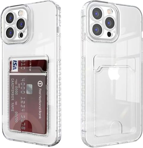 Cesryorsis für iPhone 13 Pro hülle mit kartenfach, Durchsichtig TPU Handyhülle, Ultra Dünn, Soft, Stoßfest Schutzhülle