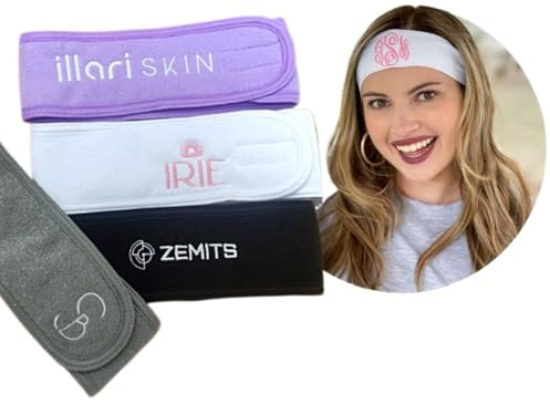 WEIYOUDP Bandeau spa personnalisé pour enterrement de vie de jeune fille, cadeau de fête avec logo personnalisé, bandeau de cheveux brodé pour salle de bain, bandeau réglable pour petite amie,