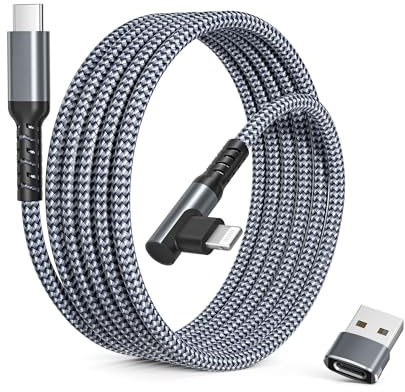 Elebase for iPhone 14 13 Cable with USB A Adapter 6.6ft,Right Angle USB C to Lightning Cord 90 Degree Fast Charging PD for Apple 12 11 Pro Max Plus Mini,XS XR X 8 7 6 SE,iPad 8th 9th Generation,2M