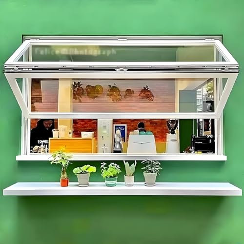 YVYKFZD Schiebefenster aus Aluminiumlegierung, Fenster Window Kellerfenster für Imbisswagen, flächenbündig montiertes Ersatzfenster, Servierfenster für Speisen mit Sicherheitsschloss für Cafés(40x30in