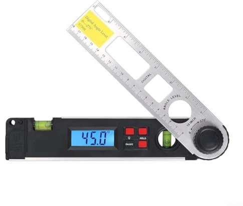 Jotekonoby Medidor de ángulo de inclinómetro digital, buscador de ángulos digital 0-225 ° LCD transportador, para instalar puertas, ventanas, remodelación de casas