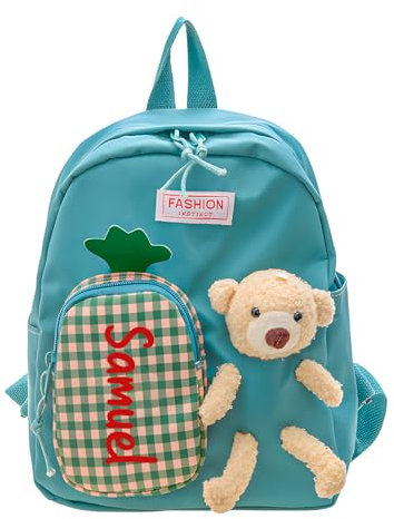 kaululu Personalisierte Kindergartenrucksack mit Namen für Jungen und Mädchen Kindergarten Rucksack mit Bären Schulanfang Geschenke Einschulung Geschenk (A-Grün)