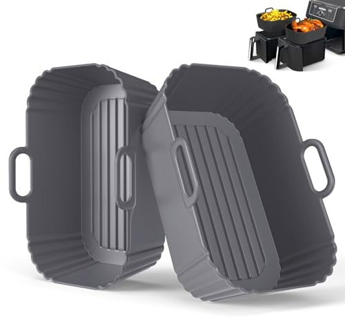 Masgarlan Moule Silicone Air Fryer 2 Paquet pour Ninja Foodi Max Dual Zone AF300EU AF400EU AF200EU, Cookwise, Panana, Kenwood pour Modèles 7,6L 8,5L et 9,5L, Réutilisable Plat Airfryer Accessoire