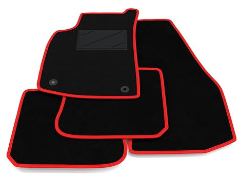 Auto-Fußmatten-Set kompatibel mit Volkswagen Golf 1 – Cabrio 1979–1993 | Maßgeschneiderte Teppichmatten, maßgeschneiderte Autoteppiche, roter Rand