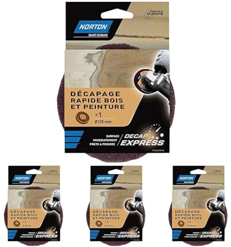 Disque Norton Decap Express Bois et Peinture, diamètre 125 (Lot de 4)