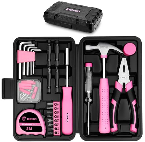 Pink Tool Kit : DEKO 56 Piece Small Mini Tool Box with Essential Hand Tools, Easy Storage for Drawer, Home DIY Tool Set Perfect as Gift