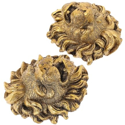LALAFINA 2pcs Water Fountain Nozzle Head Fountain Spitter for Patios Outdoor Resin Lion Head Wall Mounted Spout Weather Resistant Design Even Water Stream Artistic Classic Elegance Garden