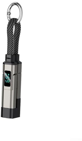 Zistarlilife 4-in-1 USB-C-Schlüsselanhänger-Ladekabel, 65 W, Schnellladung, mit USB-A- und Typ-C-Anschlüssen für Smartphones und Gadgets, mit Echtzeit-Power-Anzeige, kompaktes Design (schwarz)