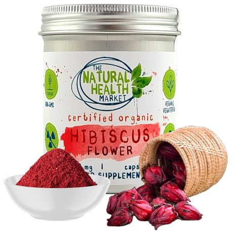 Organic Hibiscus Flower 700mg Capsules - 90 Capsules Tin - Made with 100% Organic Hibiscus Flower