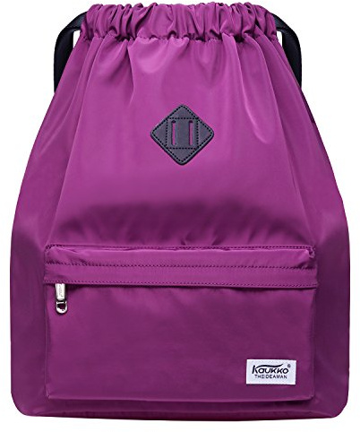 KAUKKO Kordelzug Turnbeutel mit Innentasche Sack Schultasche Sportrucksack Gym Bag