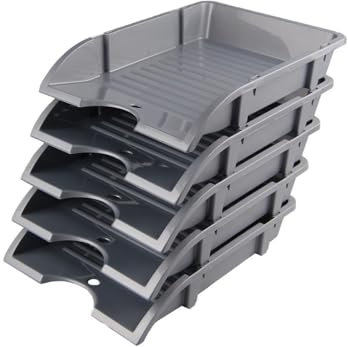 HRB Büroablage A4, Briefkorb standart Plastik (Grau, 5 Stück)
