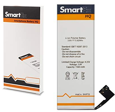 Smartex® Batteria compatibile con iPhone 5S 5C | Capacità 1560 mAh | Batteria di Ricambio senza Cicli di Ricarica | 24 Mesi di Garanzia
