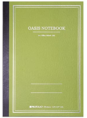 Itoya Profolio, Oasis Notebook, Avocado Green, Medium A5, 5.8 x 8.3 inches, OA-MD-AV