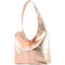 modamoda de T150 Damen Schultertasche Shopper Large aus Wildleder handmade in Italy, Farbe:Rosé-Metallic