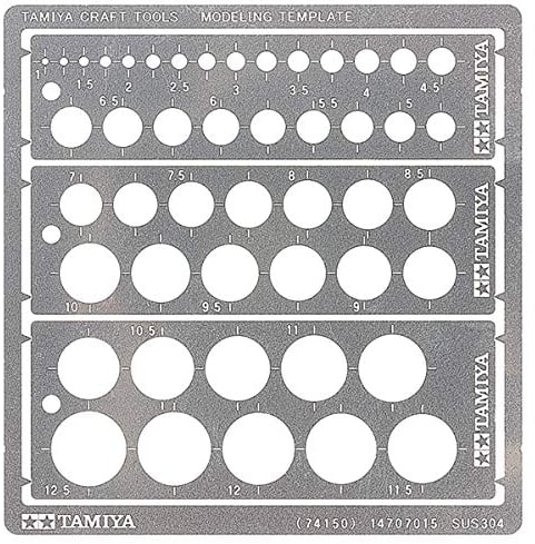 Tamiya 74150 Modeling Kreis Schablone PE (3) 1-12,5mm Modellbau-Zubehör, Bastelwerkzeuge, hochwertiges Modellbauzubehör,300074150