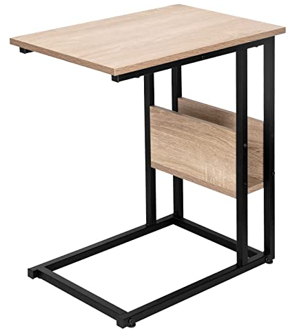 WOLTU Beistelltisch Kaffeetisch Couchtisch Sofatisch Nachttisch Betttisch Laptoptisch, Gestell aus Metall, Tischplatte aus Spanplatte, 55x36x59,5cm(BxTxH), Hell Eiche TS79hei