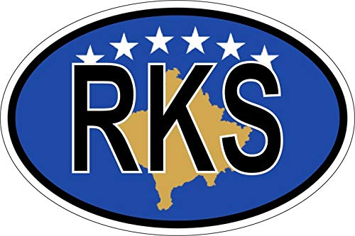 Akachafactory Autocollant Sticker Ovale Oval Drapeau Code Pays Kosovo RKS