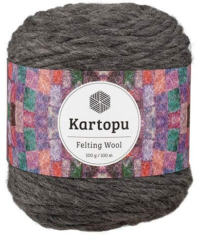 Filzwolle 100gr Knaul,uni+Color,100m Lauflänge, 100% Schurwolle, Mengen und Farbe frei wählbar (dunkelgrau 1012)