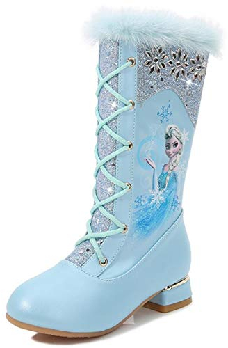 Kosplay Stivali da Principessa Ragazze Elsa Bambini Stivali da Neve Morbide Fodera Calda Stivaletti Ragazze Inverno Scarponi da Sci all'aperto Partito Principessa Scarpe Eleganti