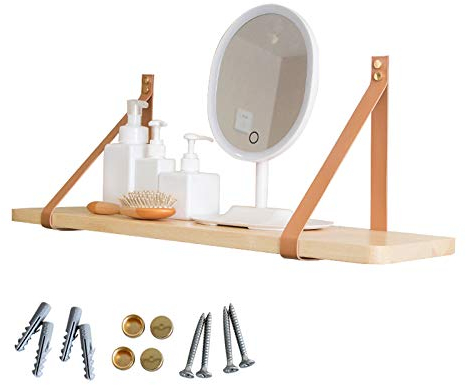 DIYH Regalwinkel Träger Aus Leder - Regalkonsole Für Die Wand, Kommt Mit Brettern, Schrauben Und Ankern, Einfache Installation, Stabile Tragstruktur, Regalhalterung 50cm 60cm 70cm