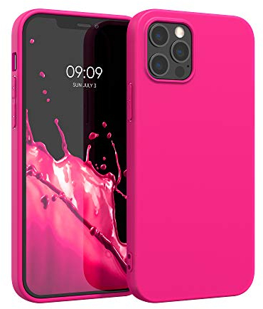 kwmobile Hülle kompatibel mit Apple iPhone 12 Pro Max Hülle - weiches TPU Silikon Case - Cover geeignet für kabelloses Laden - Neon Pink