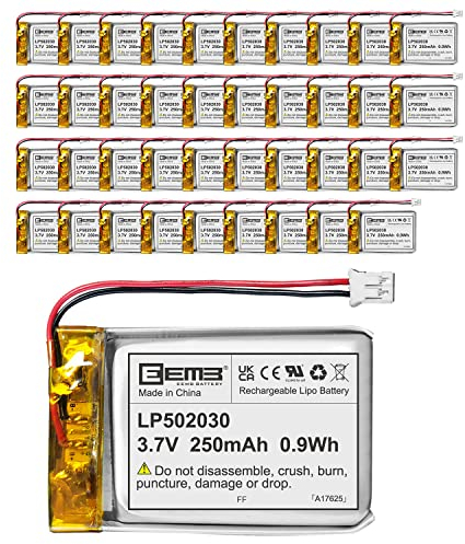 EEMB Lithium Polymer Akku 3,7 V 250mAh 502030 Wiederaufladbarer Lipo-Akku mit JST-Anschluss für VXI Blue Parrott – bestätigen Sie die Polarität des Geräts und des Anschlusses vor dem Kauf(40)