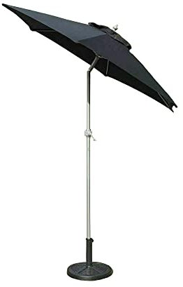 Garden Mile Parasol à manivelle avec tige en acier pour jardin, terrasse, balcon, piscine, montage facile, protection UV, 2 m, Parasol inclinable avec manivelle Noir 2 m, 2m Black Tilting Parasol with